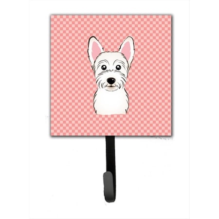 Jensendistributionservices Checkerboard Pink Westie Leash Or Key Holder, 4.25 W x 7 H In. MI632107